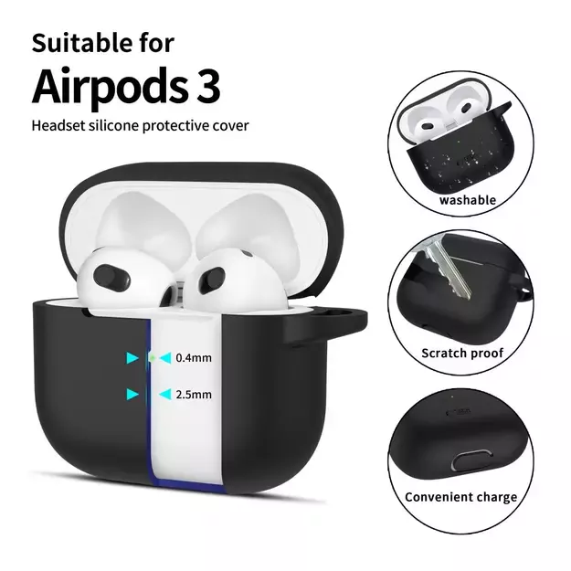 Tech-Protect Silicone Hook Case for Apple AirPods 3 - Black 7
