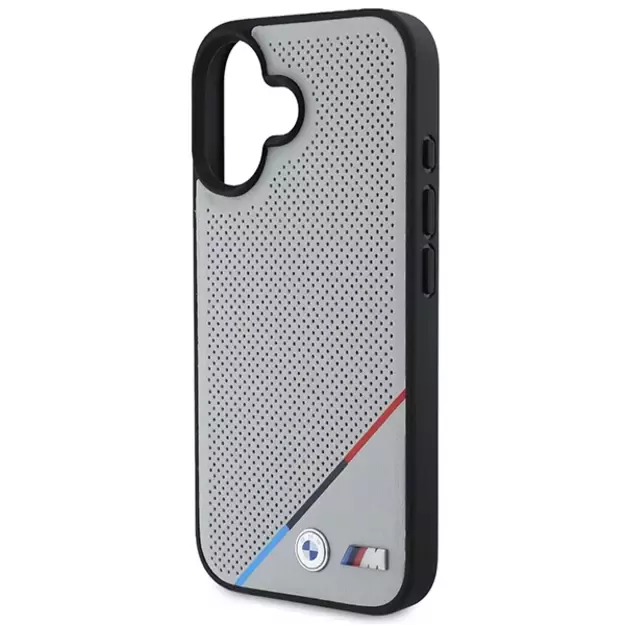 BMW M Perforated Tricolor Line MagSafe iPhone 16 Case - Gray 8