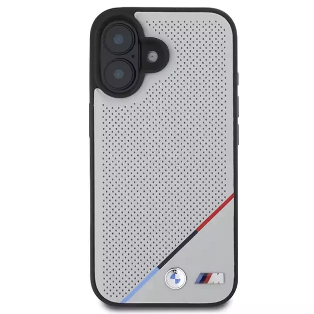BMW M Perforated Tricolor Line MagSafe iPhone 16 Case - Gray 5