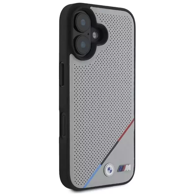 BMW M Perforated Tricolor Line MagSafe iPhone 16 Case - Gray 6