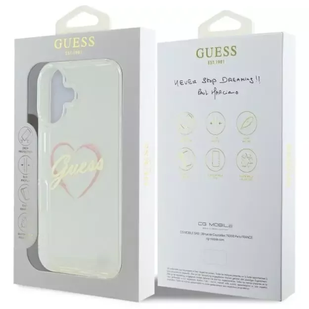 Guess IML Heart Case for iPhone 16 plus - Transparent 14