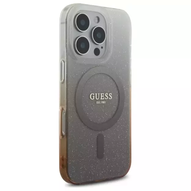 Guess IML Glitter Gradient MagSafe iPhone 16 Pro Case - Brown 10