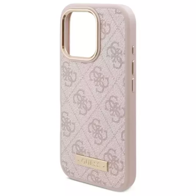 Guess 4G Logo Plate MagSafe iPhone 16 Pro Case - Pink 12