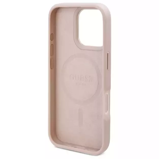 Guess 4G Logo Plate MagSafe iPhone 16 Pro Case - Pink 13