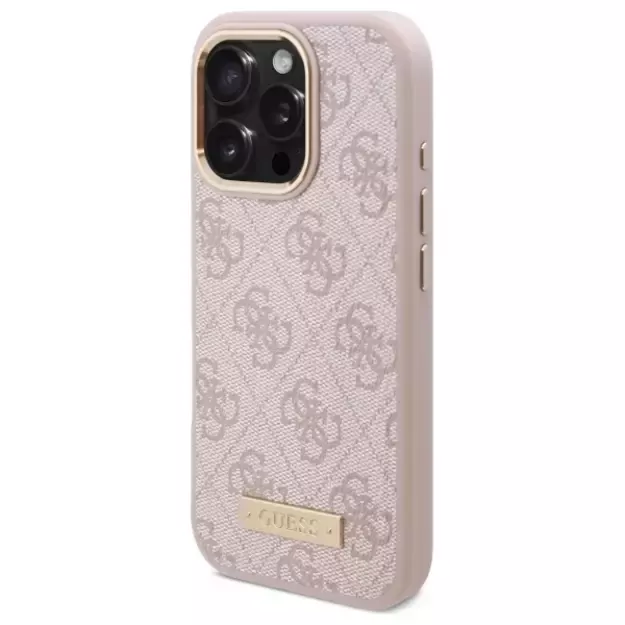 Guess 4G Logo Plate MagSafe iPhone 16 Pro Case - Pink 8