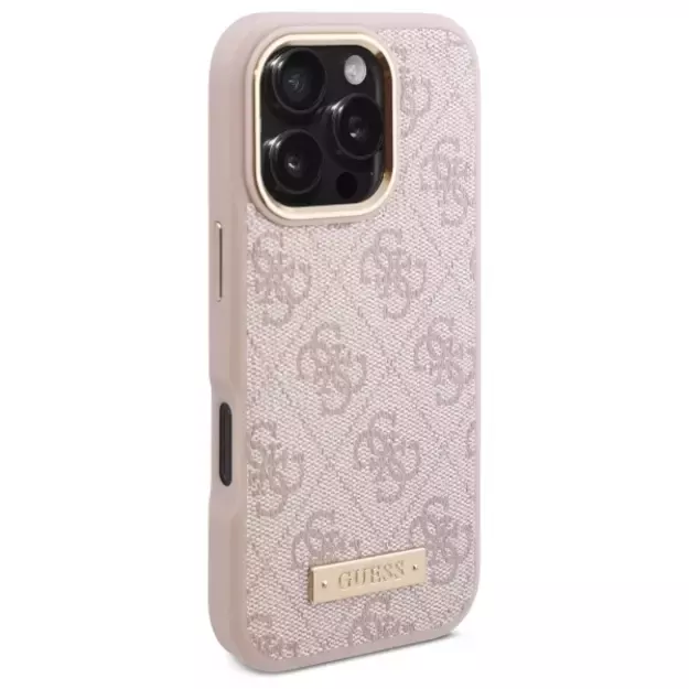 Guess 4G Logo Plate MagSafe iPhone 16 Pro Case - Pink 10