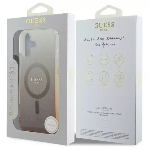 Guess IML Glitter Gradient MagSafe Case for iPhone 16 Plus - Brown 6