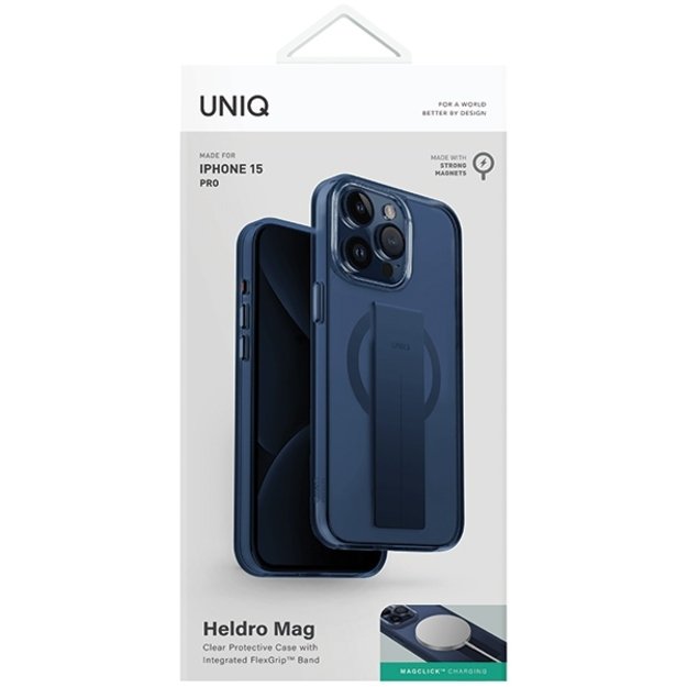 Uniq Heldro Mag Magclick Charging case for iPhone 15 Pro - blue 1