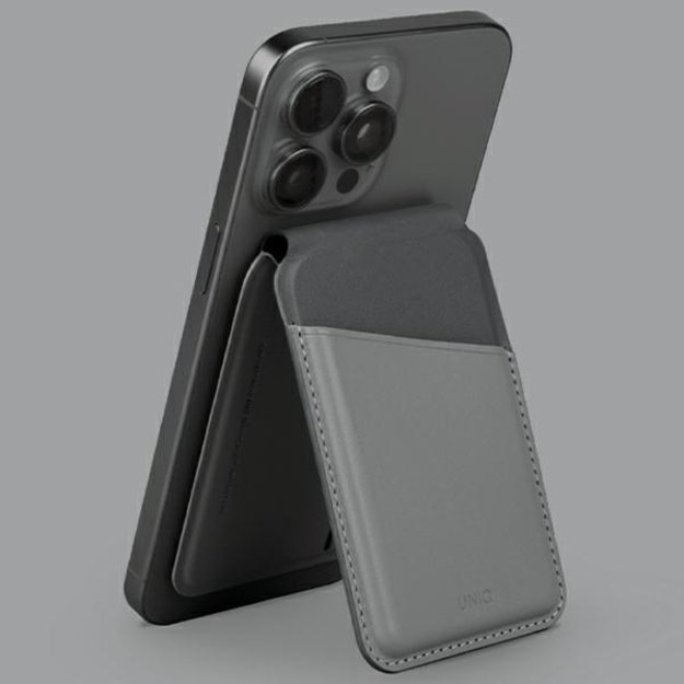 Uniq Lyden DS magnetic RFID wallet with phone stand - gray and black 2