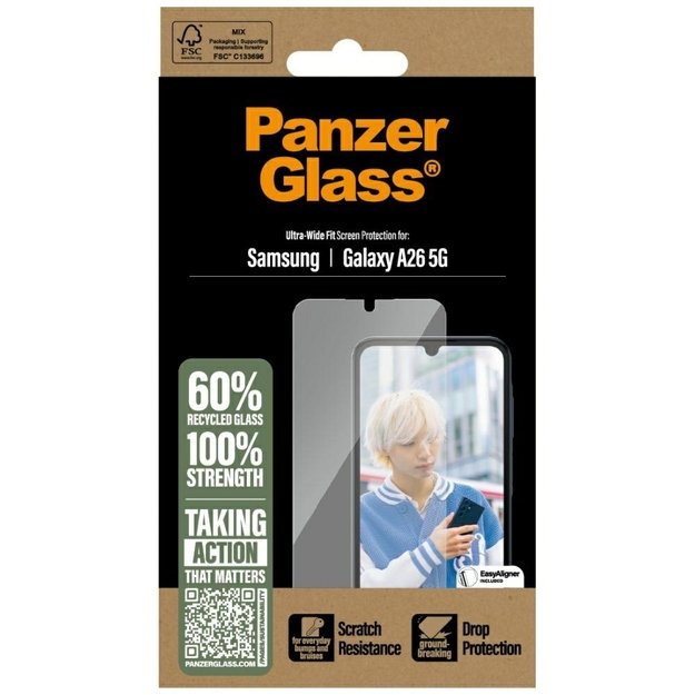 PanzerGlass Ultra-Wide Fit Tempered Glass for Samsung Galaxy A26 5G - Clear 3