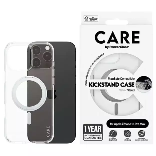 CARE by PanzerGlass Feature Kickstand Case iPhone 16 Pro Max 6.9&quot  silver/silver MagSafe 1328