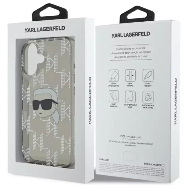 Karl Lagerfeld IML Karl Head Electroplated iPhone 16 Case - Black 6