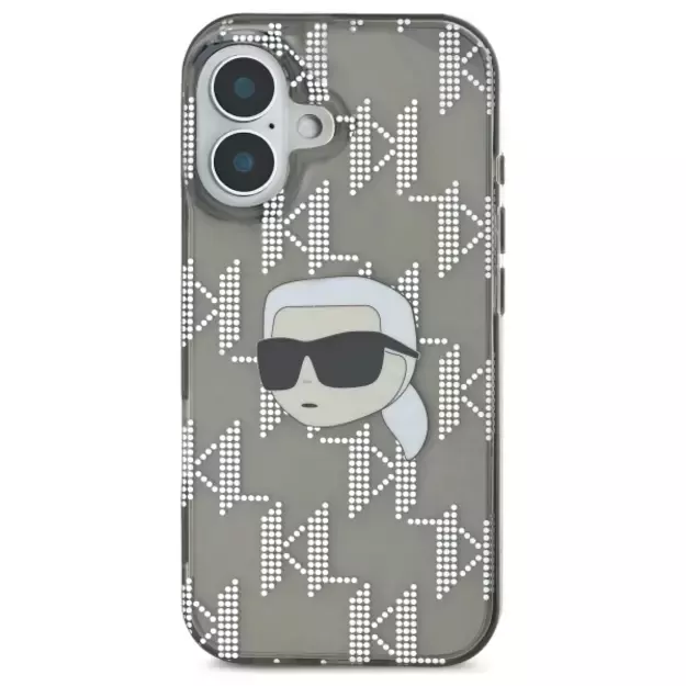 Karl Lagerfeld IML Karl Head Electroplated iPhone 16 Case - Black 2