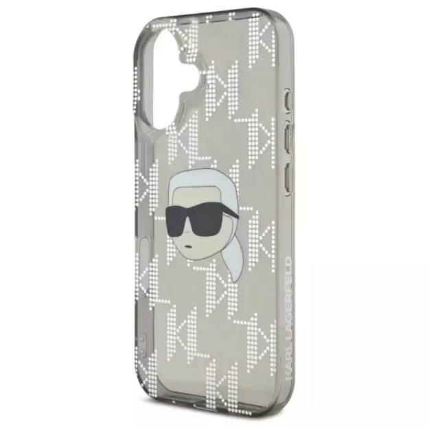 Karl Lagerfeld IML Karl Head Electroplated iPhone 16 Case - Black 5