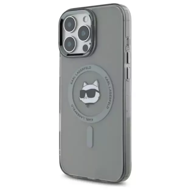 Karl Lagerfeld IML Metal Choupette Head MagSafe iPhone 16 Pro Case - Black 1