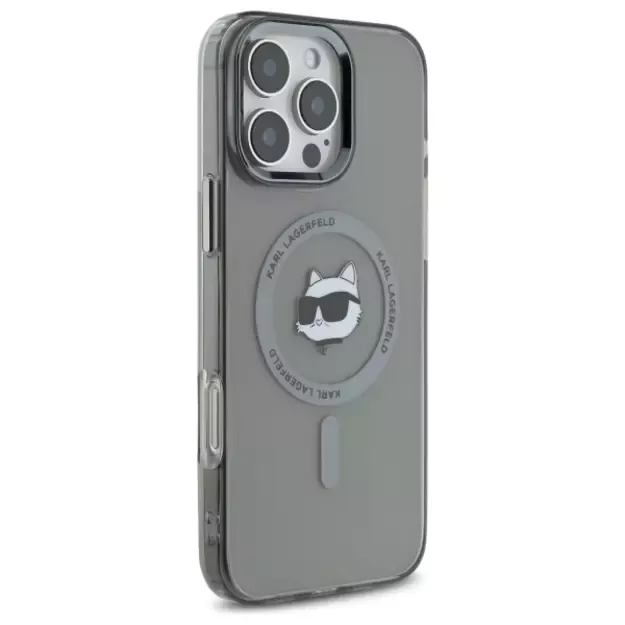 Karl Lagerfeld IML Metal Choupette Head MagSafe iPhone 16 Pro Case - Black 3