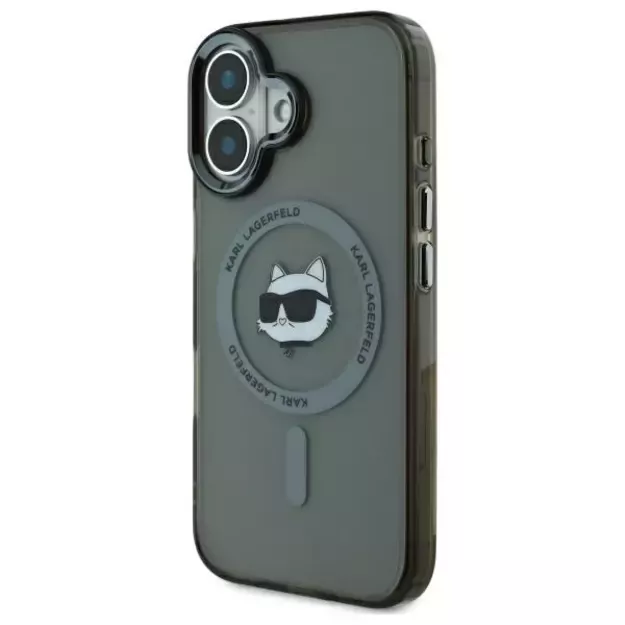 Karl Lagerfeld IML Metal Choupette Head MagSafe iPhone 16 Plus Case - Black 1