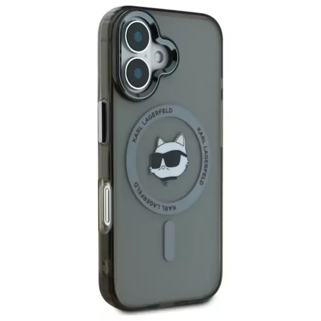 Karl Lagerfeld IML Metal Choupette Head MagSafe iPhone 16 Plus Case - Black 3