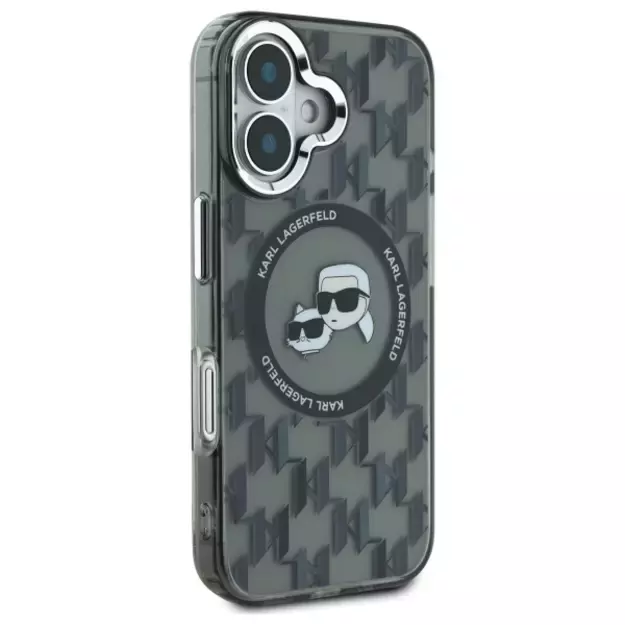 Karl Lagerfeld IML Monogram Karl &amp  Choupette Head MagSafe iPhone 16 Case - Black 3