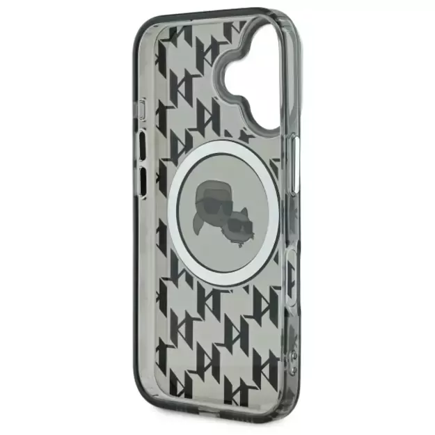 Karl Lagerfeld IML Monogram Karl &amp  Choupette Head MagSafe iPhone 16 Case - Black 6