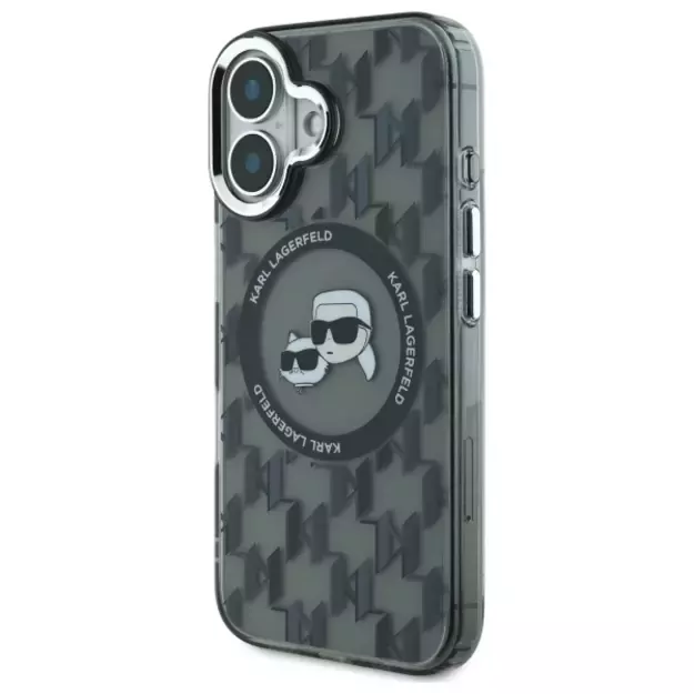 Karl Lagerfeld IML Monogram Karl &amp  Choupette Head MagSafe iPhone 16 Case - Black 1