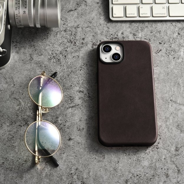 iCarer Oil Wax Premium Leather Case iPhone 14 Plus Magnetic Leather Case with MagSafe Brown (WMI14220703-BN) 13