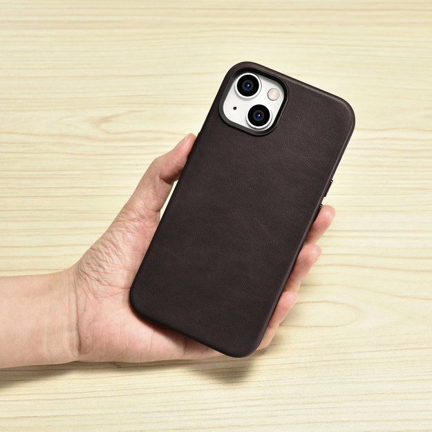 iCarer Oil Wax Premium Leather Case iPhone 14 Plus Magnetic Leather Case with MagSafe Brown (WMI14220703-BN) 12