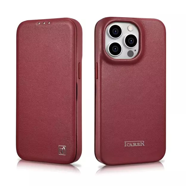 iCarer CE Premium Leather Folio Case iPhone 14 Pro Max Magnetic Flip Cover MagSafe Red (WMI14220716-RD) 35