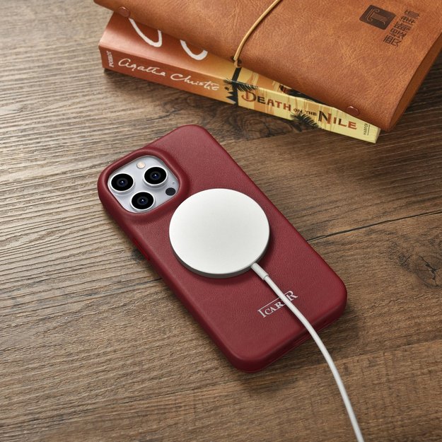 iCarer CE Premium Leather Folio Case iPhone 14 Pro Max Magnetic Flip Cover MagSafe Red (WMI14220716-RD) 5