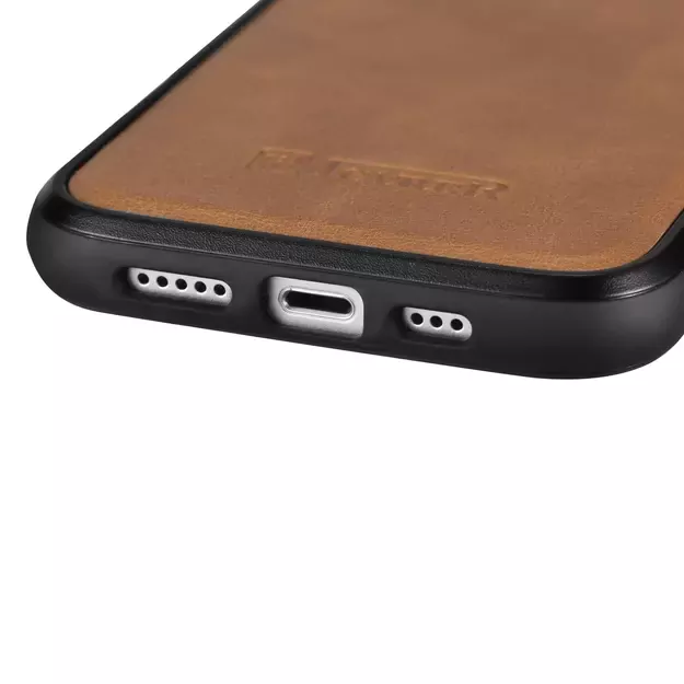 iCarer Leather Oil Wax case covered with natural leather for iPhone 14 Plus brown (WMI14220719-TN) 14