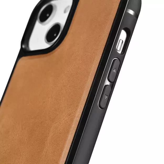 iCarer Leather Oil Wax case covered with natural leather for iPhone 14 Plus brown (WMI14220719-TN) 13