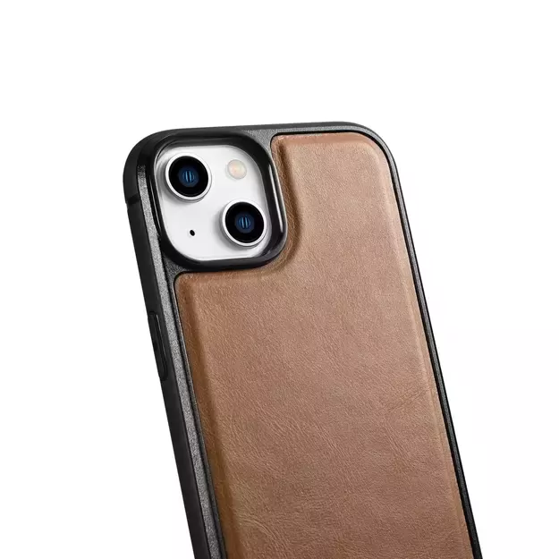 iCarer Leather Oil Wax case covered with natural leather for iPhone 14 Plus brown (WMI14220719-TN) 19