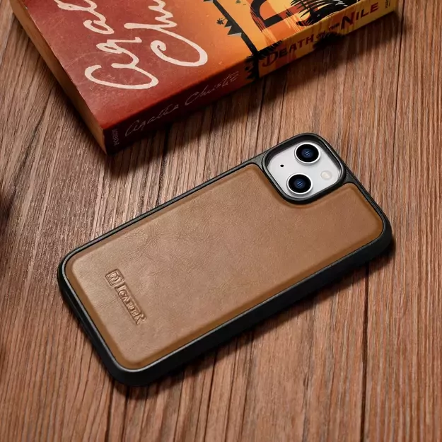 iCarer Leather Oil Wax case covered with natural leather for iPhone 14 Plus brown (WMI14220719-TN) 22