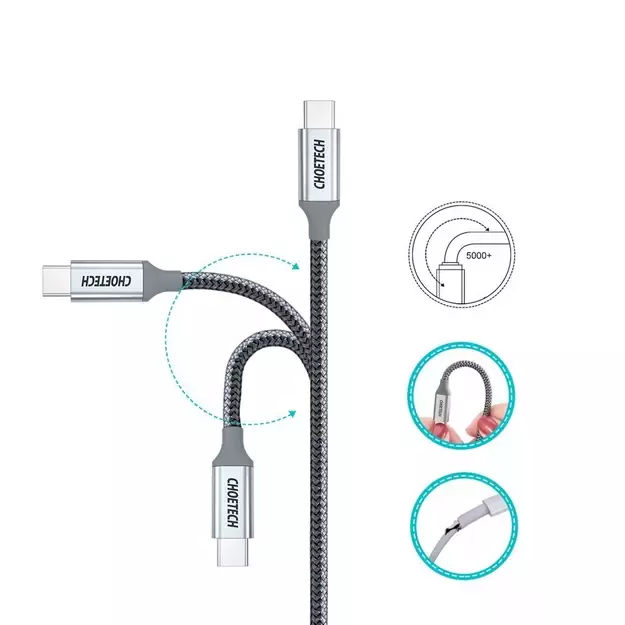 Choetech XCC-1002-GY USB-C - USB-C PD QC cable 100W 5A 480Mb/s 1.8m - gray 17