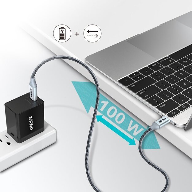 Choetech XCC-1002-GY USB-C - USB-C PD QC cable 100W 5A 480Mb/s 1.8m - gray 4