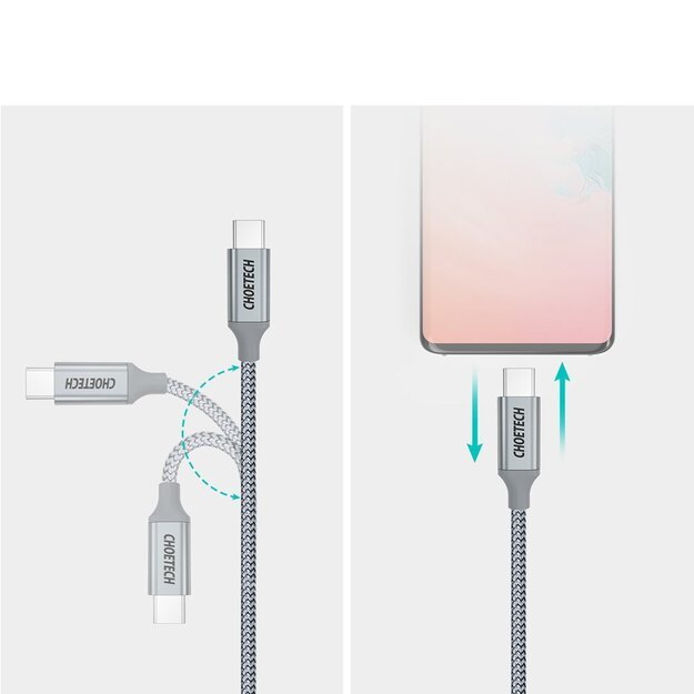 Choetech XCC-1002-GY USB-C - USB-C PD QC cable 100W 5A 480Mb/s 1.8m - gray 9