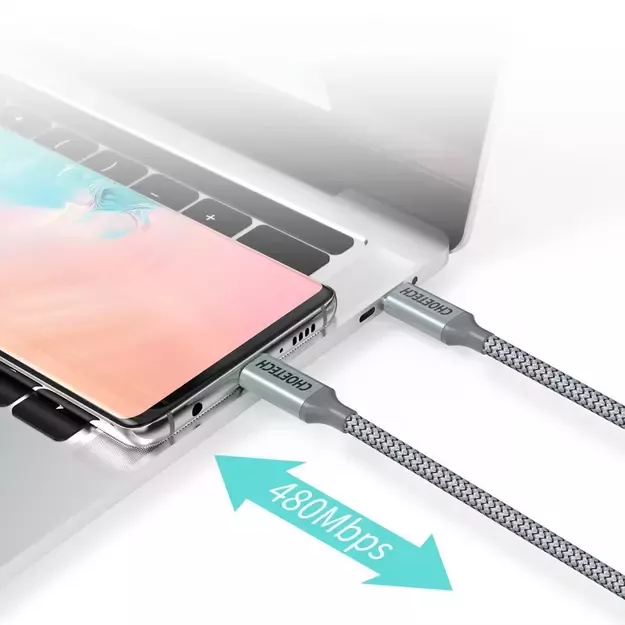 Choetech XCC-1002-GY USB-C - USB-C PD QC cable 100W 5A 480Mb/s 1.8m - gray 18