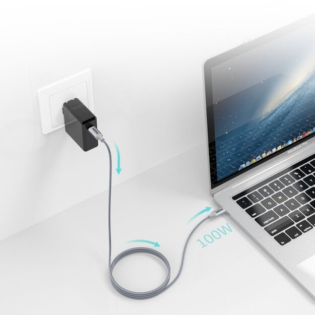 Choetech XCC-1002-GY USB-C - USB-C PD QC cable 100W 5A 480Mb/s 1.8m - gray 6