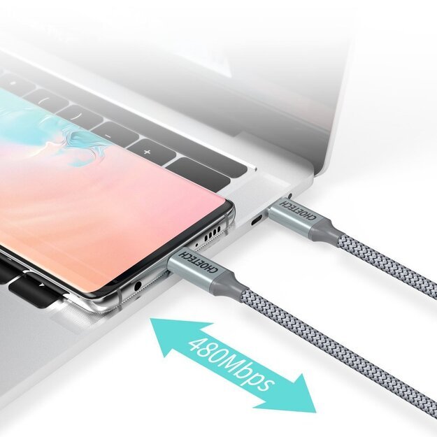 Choetech XCC-1002-GY USB-C - USB-C PD QC cable 100W 5A 480Mb/s 1.8m - gray 8