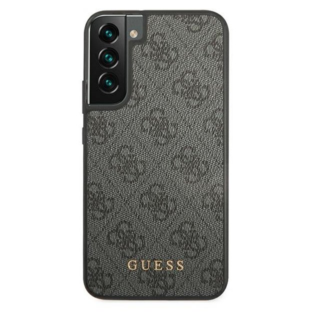 Guess GUHCS22SG4GFGR S22 S901 szary/grey hard case 4G Metal Gold Logo 9