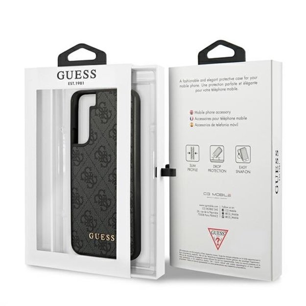Guess GUHCS22SG4GFGR S22 S901 szary/grey hard case 4G Metal Gold Logo 14