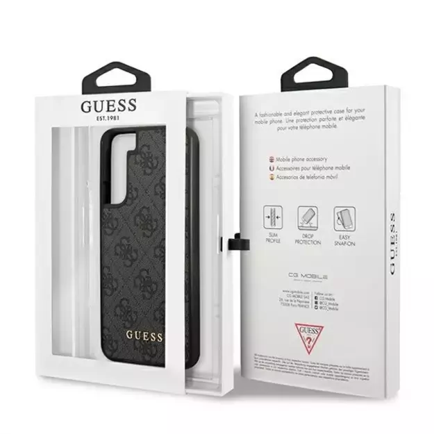 Guess GUHCS22SG4GFGR S22 S901 szary/grey hard case 4G Metal Gold Logo 7