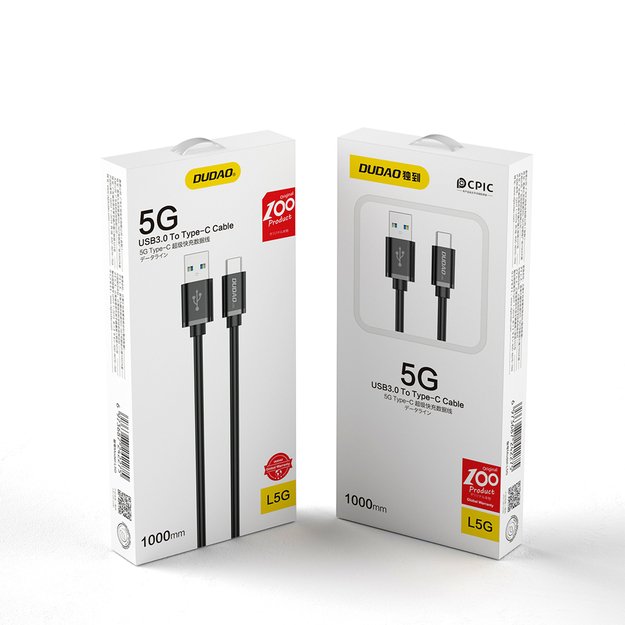 Dudao cable USB cable - USB Type C Super Fast Charge 1 m black (L5G-Black) 10