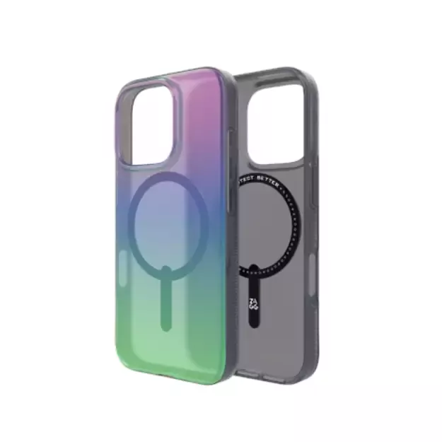 ZAGG Milan Snap Case with MagSafe for iPhone 16 Pro - Green/Purple 2