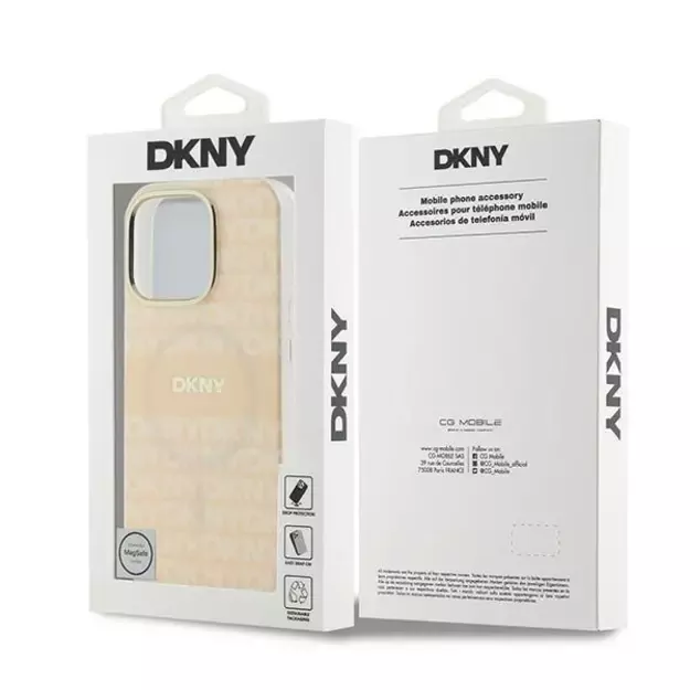 DKNY Repeat Texture Pattern With Stripe iPhone 16 Pro Max Case - Pink 7