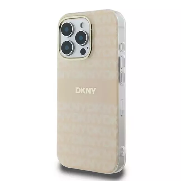 DKNY Repeat Texture Pattern With Stripe iPhone 16 Pro Max Case - Pink 1