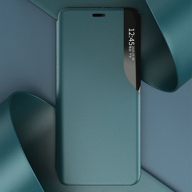 Eco Leather View Case elegant bookcase type case with kickstand for iPhone 13 Pro Max blue 14