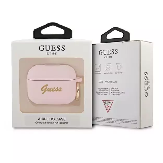 Guess GUAPSSSI AirPods Pro cover pink/pink Silicone Vintage Script 2