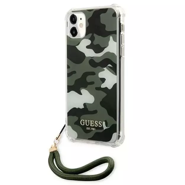 Guess GUHCN61KSARKA iPhone 11 6.1&quot  / Xr green/khaki hardcase Camo Collection 1