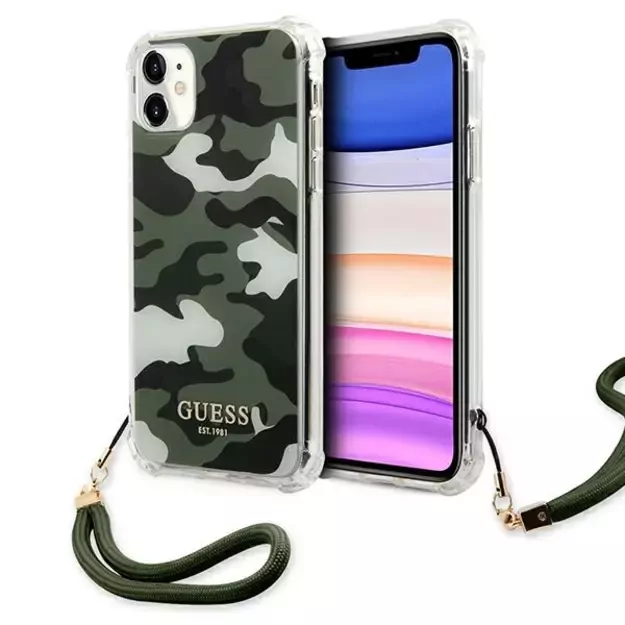 Guess GUHCN61KSARKA iPhone 11 6.1&quot  / Xr green/khaki hardcase Camo Collection